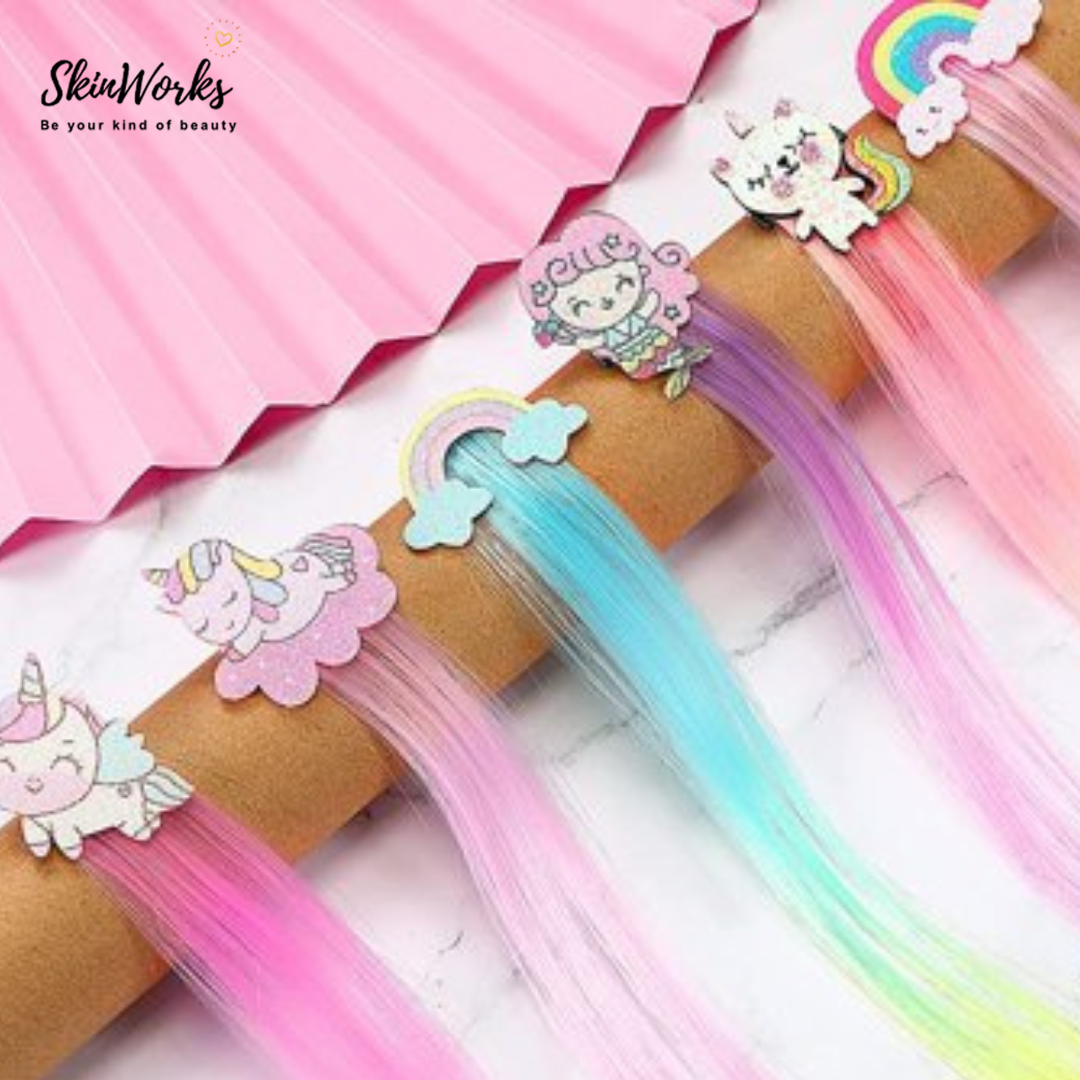 Unicorn Ombre Colour Strands For Kids ( Set of two assorted designs) .