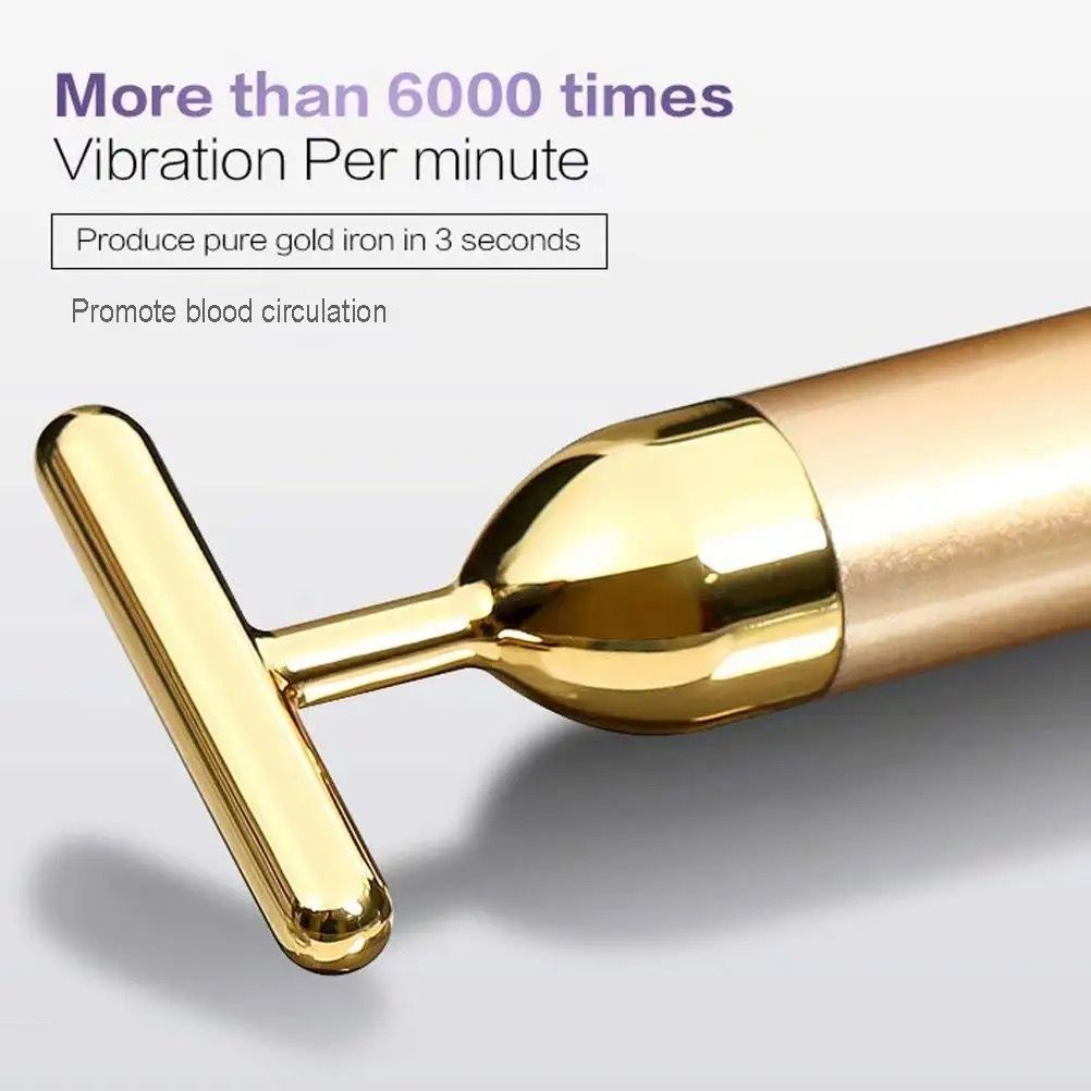 24K T-Shape Gold Vibrating Face Massager